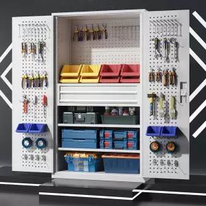 대형 양문형 공구 석고 타공판 선반 캐비닛 보관함 서랍