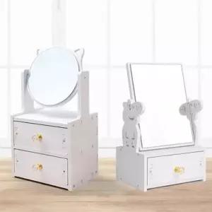 (옵션 원형 1단)화장품 수납함 거울 일체형 회전 거치대 정리함 뷰티박스 정리대