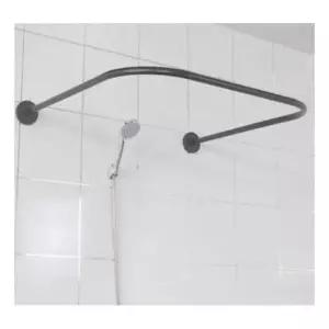 욕실 코너 곡선 샤워커튼봉 80cm 블랙 세트 코너파티션