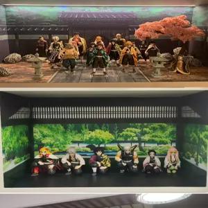 귀멸의 칼날 스티커 배경 이미지 주합 회의 스티커 피규어 박스 장면 케이스 장식