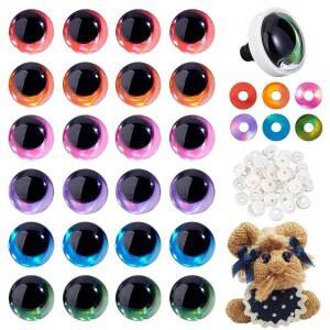 PH PandaHall 96pcs 6가지 색상의 달 안전 눈, 세탁기 20mm 3D 크로셰 아미구루미 인형 플러시 동물을 위한 반짝이 DIY 공예 할로윈