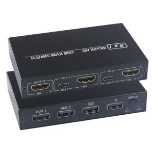 KVM 2-in-1 HDMI 호환/USB 스위치 어댑터 USB 스위처 2 입력 1 출력 컴퓨터 키보드용 4Kx2K 프린터 공유기