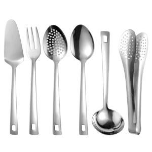 뷔페 호스팅 금속 스테인리스 음식 세트 용 서빙 10인치 도구 스푼용 케이 6 파티 집게 실버웨어 스틸 스푼 gogosprint 대형