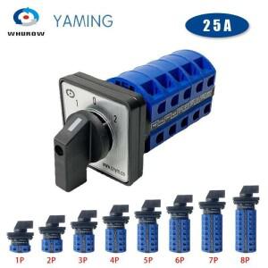 실버 접점 전환 캠 스위치, 로터리 셀렉터 LW28-25, 시리즈 YMW26, 25A, 690V, 1-8 극, 3 위치