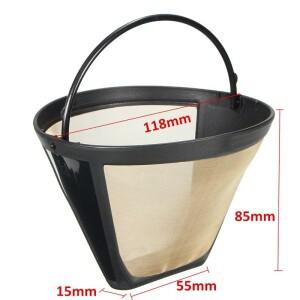 [호환제품] Arshen 재사용  커피 필터 영구 콘  메이커 기계 골드 메쉬 손잡이 포함 카페  1012 컵