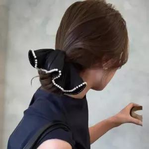 [하프클럽/]여성 대형 진주 큰사이즈 일상 시폰 헤어밴드