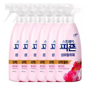 스프레이 섬유탈취제 핑크로즈 490ml X 6개 옷장 냄새제거제 옷걸이 소취제 옷장용 용제 의류