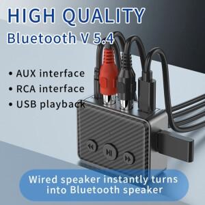 무선 오디오 수신기 블루투스 5.4 스테레오 음악 어댑터 3.5mm AUX RCA U-  지원 차량용 스피커 호환 앰프