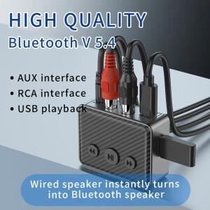Bluetooth 5.4 오디오 수신기 3.5mm AUX RCA USB U  스테레오 음악 무선 어댑터 PC TV 차량용 키트 스피커