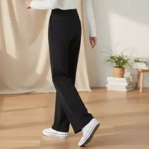 여성 와이드 하이웨이스트 폴리슬랙스