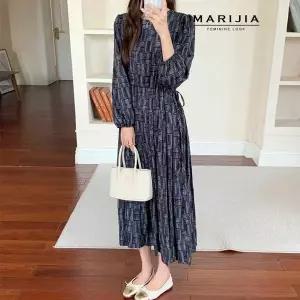 [하프클럽/마리지아]모던 체크 스트링 롱 원피스_MOPB35003