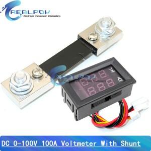 듀얼 LED 디스플레이 전압계 전류계 미니 소형 0.28 인치 DC 0-100V 100A 패널 암페어 전류 테스터 75mV 션