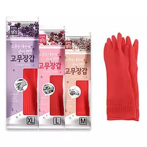 명진 황토 숯 고무장갑 레드 10켤레 주방장갑 명진장갑 대 소 설거지장갑 생활고무장갑