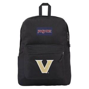 JanSport NCAA 공식 라이선스 백팩, 밴더빌트 코모도어, 패딩 처리된 15인치 노트북 슬리브가 있는 슈퍼브레이크 플러스, 남녀용 넉넉한 컴퓨터 가방, 병 포켓이 내구성 데이팩, 블랙