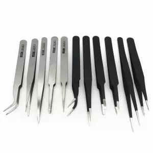 스테인리스 정밀 핀셋 정전기방지 꺾임형 뾰족형 미세 수리 작업용