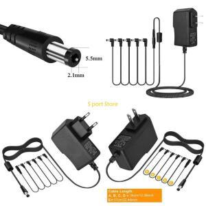 U2JB 5 웨이 데이지 체인 케이블 기타 페달 베이스 효과 전원 어댑터