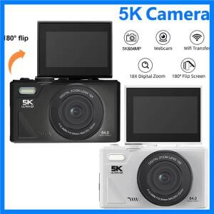 5K 컴팩트 디지털 사진 카메라 18X 디지털 줌 빈티지 Vlog 비디오 레코더 YouTube 64MP 3'' 180 °   플립