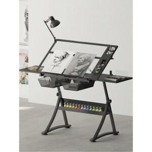 토목 설계 책상 거실 보조판 조명 프레임이 조절 미대 제도기 라이트 왼쪽 도면