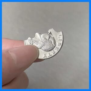 Bite Coin - US 쿼터 달러 마술 트릭 접히는 바이트 아웃 복원 동전 Magia 클로즈업 거리 환상 기믹 멘탈리