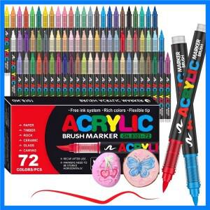 12-120색 아크릴 페인트 펜 마커 브러시 팁 페인트 마커 바위 그림 나무 캔버스 돌 크리스마스 선물 DIY 공