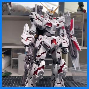 재고 Hg 1/144 Rx-0 유니콘 파괴 모드 조립 모델 액션 피규어 폭발적인 갑옷 인형 장난감 선물 수집용