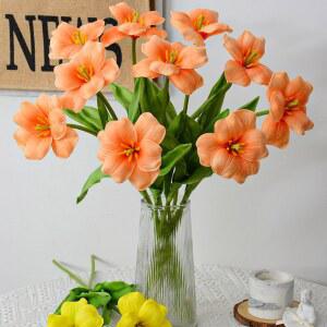 졸업꽃다발 터치 핸드 필 PU 오프닝 튤립 신부 부케 꽃꽂이 재료 웨딩 룸 홈 꽃 장식