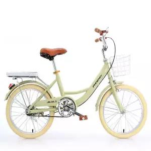 여성용 자전거 20인치 22인치 옐로우 핑크 클래식 바구니 철제