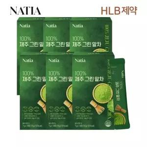 HLB제약 나티아 가루 스틱라떼 프리미엄 녹차 제주 그린말차 14개...