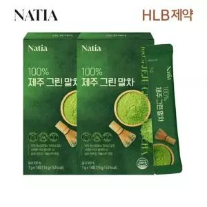 HLB제약 나티아 가루 스틱라떼 프리미엄 녹차 제주 그린말차 14개...