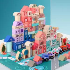 매직 칼라 시티 115P 원목블럭 블록 발도로 W166