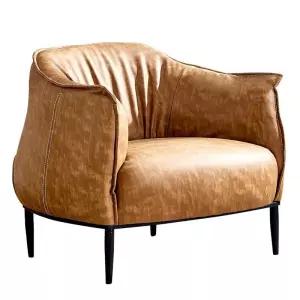 1인가죽소파 미용실 PU 오렌지 라텍스 스폰지타입 체어 대기소파 레트로 인테리어 카페