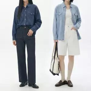 여자 청남방 포켓 데님 빅사이즈 오버핏 셔츠