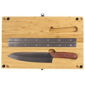 요시키 캠핑용 도마 미끄럼 취사도구세트 여행 메쉬케이스 대나무