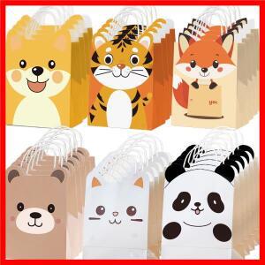 6/12/24/30pcs 만화 동물 종이 Goodie 가방 핸들 귀여운 팬더 강아지 선물 가방 사탕 가방 어린이 생일 파