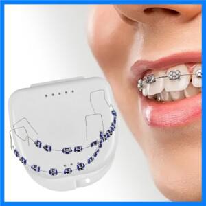 1쌍 임시 치아 장식 연습 소품 장식 상자 금속 브래킷 포함 다채로운 교정용 결찰 밴드 치과용