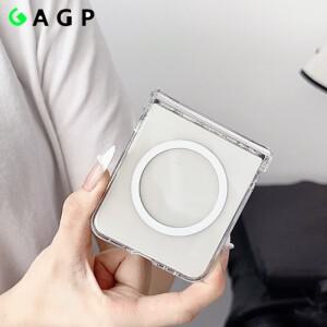 Magsafe Transaprent Flip6 케이스 삼성 호환 갤럭시 Z 플립 6 3 4 5 Z6 Z5 Z4 자기 무선 충전 커버