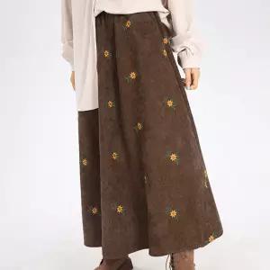[센트럴몰]페미닌 플라워 패턴 코듀로이 스커트