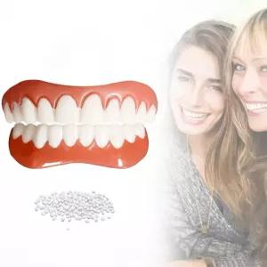 편안한 착용 가짜 치아 - 틀니 미용 관리 보호 및 자신감 넘치는 DIY 미소 상하 베니어 표백된 흰색