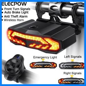 Elecpow 자전거 도난 방지 경보 스마트 자전거 헤드라이트 방향 지시등 포함 자동 브레이크 라이트 무선 리
