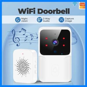 Tuya WiFi 무선 스마트 초인종 홈 보안 카메라 벨 Alexa Google Works DC/AC 배터리 구동