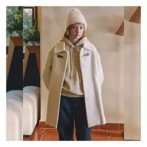 올리브데올리브가죽 장식 부클 하프 코트 OW5XHA58 910642