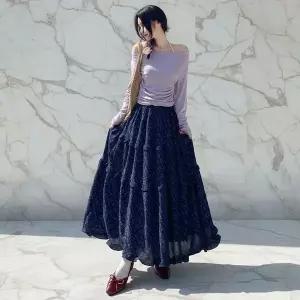 [하프클럽/]여성용 플라워 롱스커트 데일리 여신핏 편안함