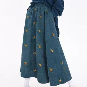 플라워 코듀로이 스커트