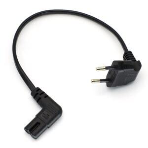 엘보 피팅 28cm 이중 각도 EU 2핀 플러그 IEC 320 C7 암형 휴대용 변환 전원 케이블 짧은 라인 순수 구리