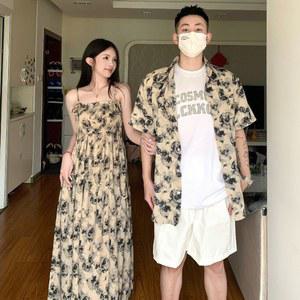 커플비치웨어 원 바캉스 셔츠 바캉스룩 셔링 하와이완 호캉스 휴가 반팔셔츠 [꼬낄]