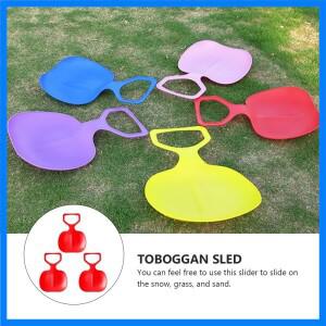 성인용 두꺼운 눈썰매 3개 야외 겨울 슬라이더 미끄럼 방지 손잡이 다운힐 스노우보드 플라스틱 썰매