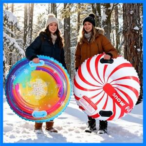 1개 PVC 하디 인플레이터블 썰매 성인용 두꺼운 하드 바닥 스키 서클 겨울 장난감 야외 썰매 스노우 튜브