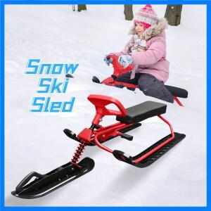 스노우 레이서 스키 썰매 핸들 및 트윈 브레이크 포함 어린이 청소년 및 성인용