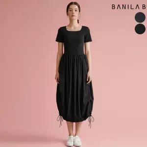 여성 반팔 셔링 스트링 원피스