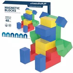 R 착착 자석 빌딩 큐브 블록 불투명 48피스 cfd01 마이 네모 블럭 마그넷 교재 교구